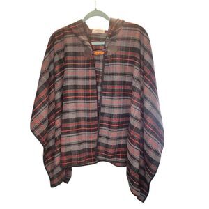 Vintage Monocracy Women's Made In USA Size S Plaid Hooded Poncho Cape Jacket Tog